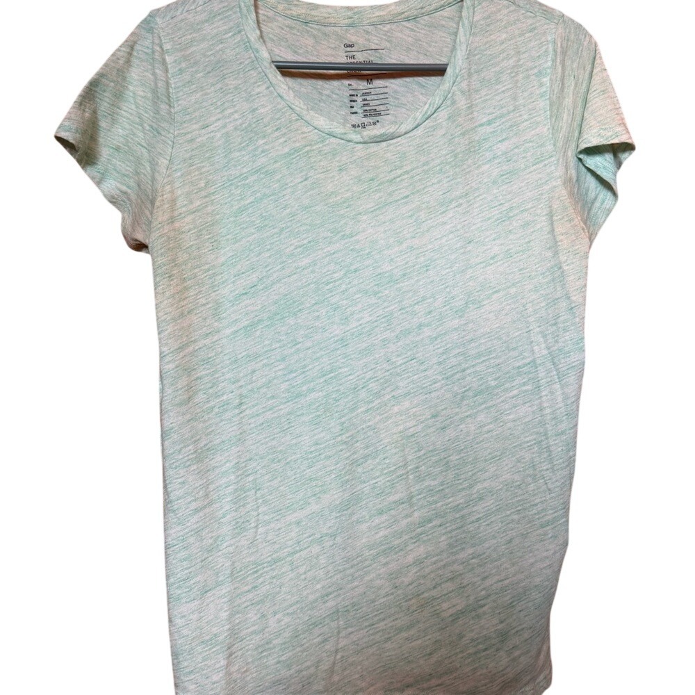 Gap The Essential Crew Mint‎ Green Marl Slub Knit Short Sleeve T-Shirt Womens M